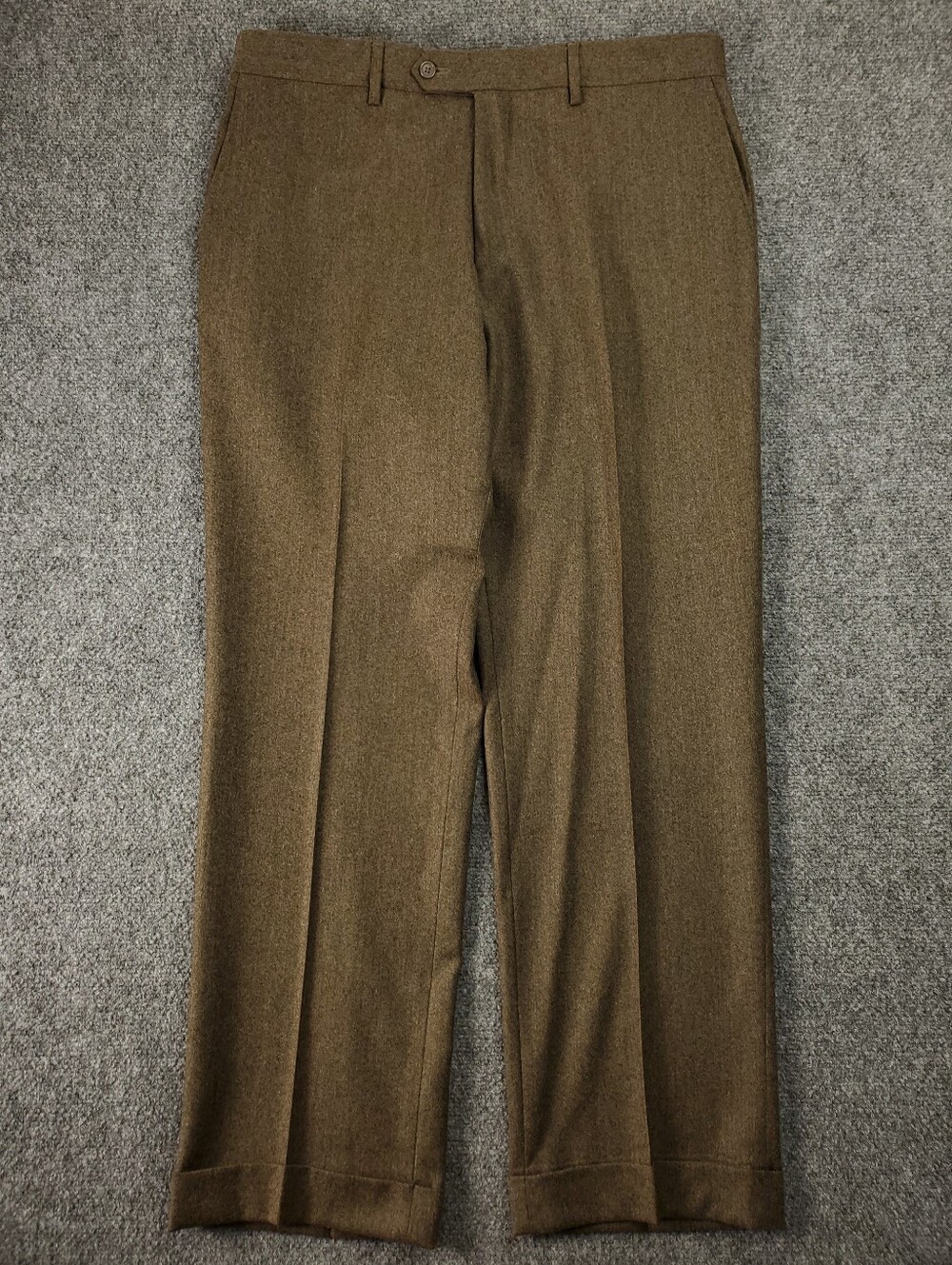 Zignone Wool Cashmere Dress Pants Mens 36 Brown Cuffed Flat Front Formal Italy